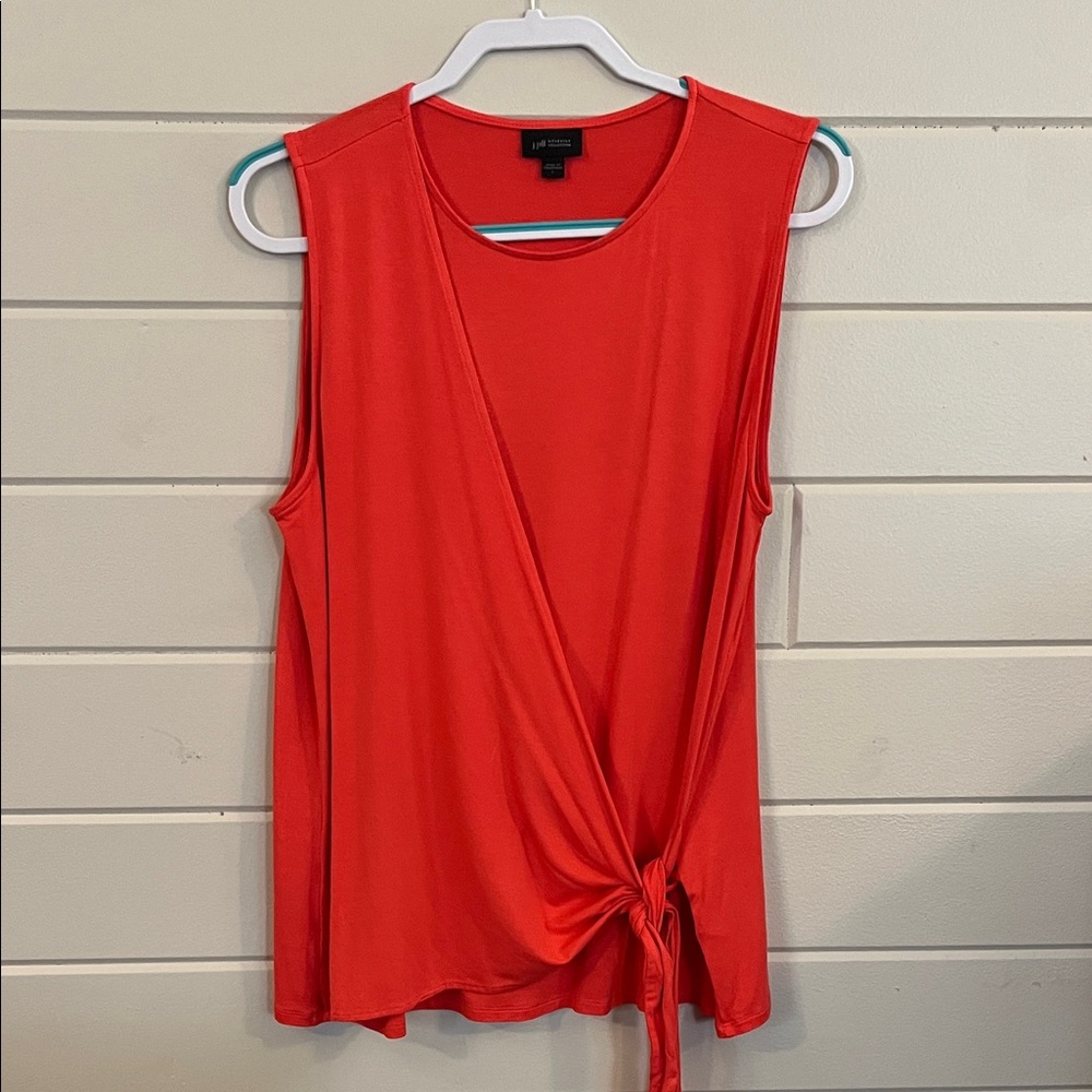 J. Jill Vibrant Coral Tie-Front Sleeveless Top Size L